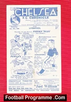 Chelsea v Liverpool 1947 – Old 1940s Programme