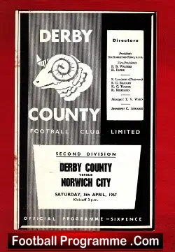 Derby County v Norwich City 1967 - football programme