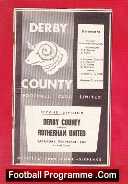 Derby County v Rotherham United 1967 - football programme