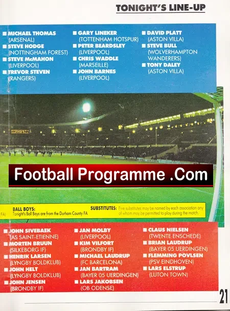 England v Denmark 1990
