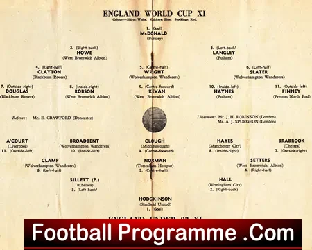 England World Cup XI v England Under 23 XI 1958 – at Chelsea