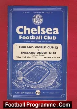 England World Cup XI v England Under 23 XI 1958 – at Chelsea