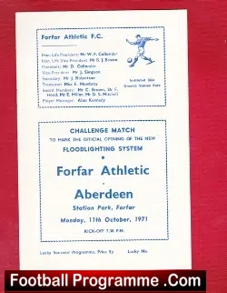 Forfar Athletic v Aberdeen 1971 – Floodlights Opening Match