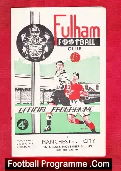 Fulham v Manchester City 1951 - football programme
