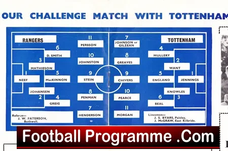 Glasgow Rangers v Tottenham 1969 – Friendly Match