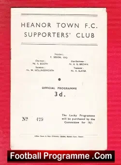 Heanor Town v Ilkeston Town 1954 - football programme