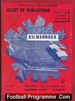 Heart Of Midlothian v Kilmarnock 1962 - Cup Final + Autographed - football programme