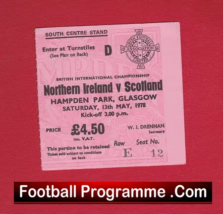 Ireland v Scotland 1978 – Plus Ticket + Signed Pat Jennings