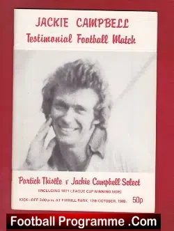Jackie Campbell Testimonial Benefit Match Partick Thistle 1980 - football programme