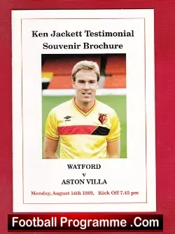 Ken Jackett Testimonial Benefit Match Watford 1989 - football programme
