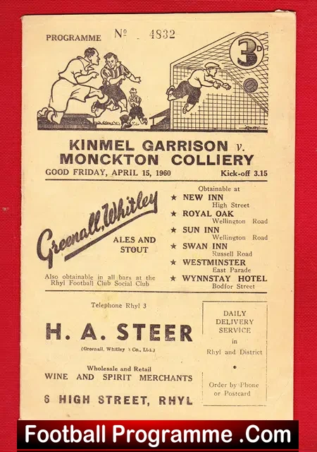 Kinmel Garrison v Monckton Colliery 1960 – at Rhyl FC