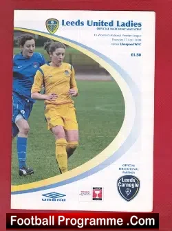 Leeds United Ladies v Liverpool 2008 - Womens Football - football programme