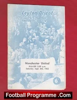 Leyton Orient v Manchester United 1962 - Print Error - football programme