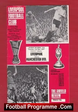 Liverpool v Manchester United 1977 - football programme