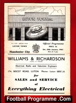 Luton Town v Manchester City 1961 - Denis Law Six Goals Abandon