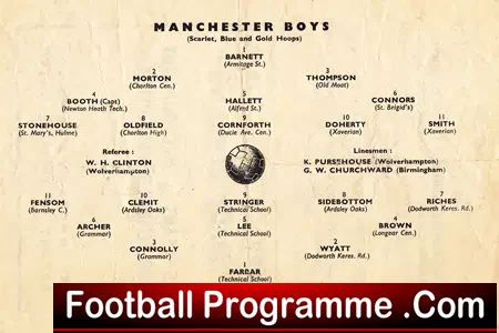 Manchester Boys v Barnsley Boys 1950 – Schoolboys Match