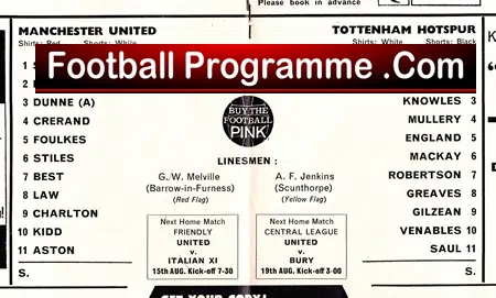 Manchester United v Tottenham 1967 – Football Charity Shield