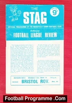 Mansfield Town v Bristol Rovers 1968 - football programme