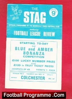 Mansfield Town v Colchester United 1967 - football programme