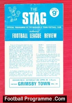 Mansfield Town v Grimsby Town 1968 - football programme