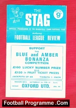 Mansfield Town v Oxford United 1968 - football programme