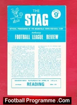Mansfield Town v Reading 1968 - football programme