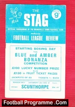 Mansfield Town v Scunthorpe United 1967 - football programme