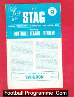 Mansfield Town v Swindon Town 1967 - football programme