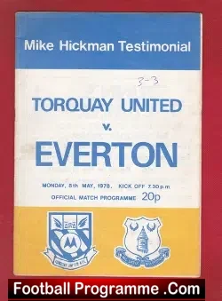 Mike Hickman Benefit Match Testimonial Torquay United 1978