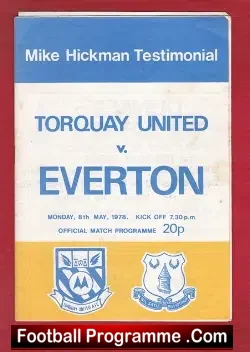 Mike Hickman Testimonial Benefit Match Torquay United 1978