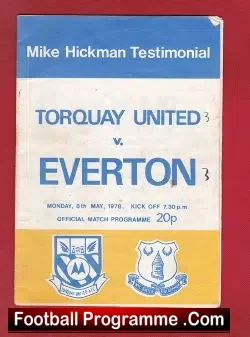 Mike Hickman Testimonial Beneft Torquay United – Signed