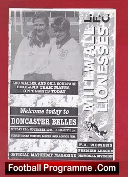 Millwall Ladies v Doncaster 1994 - Womens Football - football programme