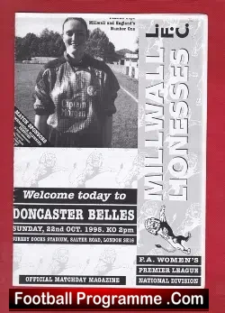 Millwall Ladies v Doncaster 1995 - Ladies Football - football programme
