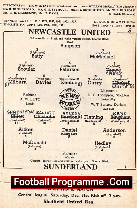 Newcastle United v Sunderland 1955