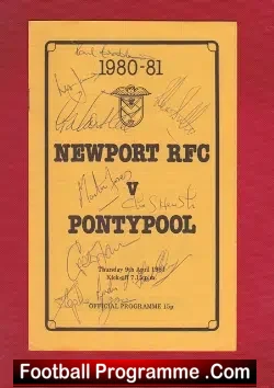 Newport Rugby v Pontypool 1981 – Multi Autographed