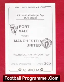 Port Vale v Manchester United 1990 – Youth Cup Ryan Wilson Giggs