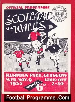Scotland v Wales 1955 - Hampden Park - Glasgow - football programme