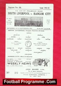South Liverpool v Bangor City 1951 – FA Cup Prelims Match