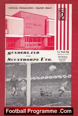 Sunderland v Scunthorpe United 1967 - Youths Cup Semi Final - football programme