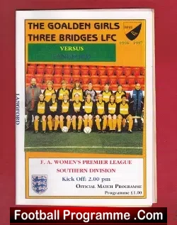 Three Bridges Ladies v Langford 1997 - Womens Football - football programme