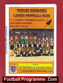 Three Bridges Ladies v Rushden Diamonds 1998 - Womens Football - football programme