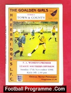 Three Bridges Ladies v Town Country 1996 - Womens Football - football programme