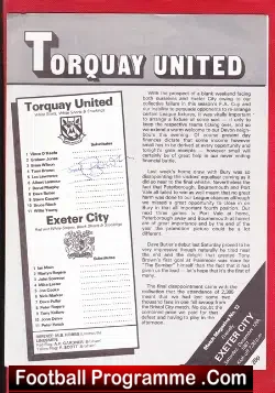 Torquay United v Exeter City 1981 – Tony Brown Autograph