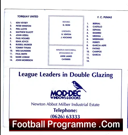 Torquay United v FC Pumas 1990 – Friendly Match USA