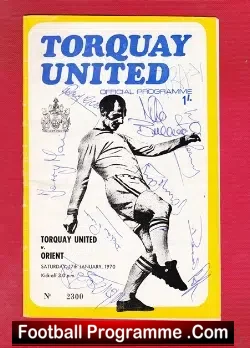 Torquay United v Orient 1970 – Multi Autographed Signed