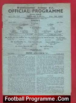 Walthamstow Avenue v Army Amateur XI 1945 – Representative Match