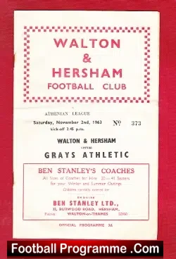 Walton Hersham v Grays Athletic 1963