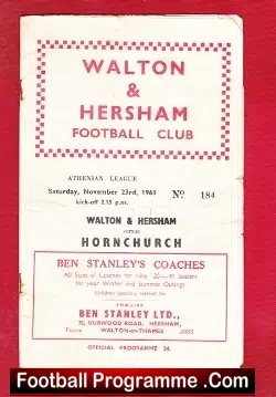 Walton Hersham v Hornchurch 1963