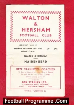 Walton Hersham v Maidenhead United 1963