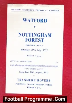 Watford v Nottingham Forest 1972 – Friendly Match